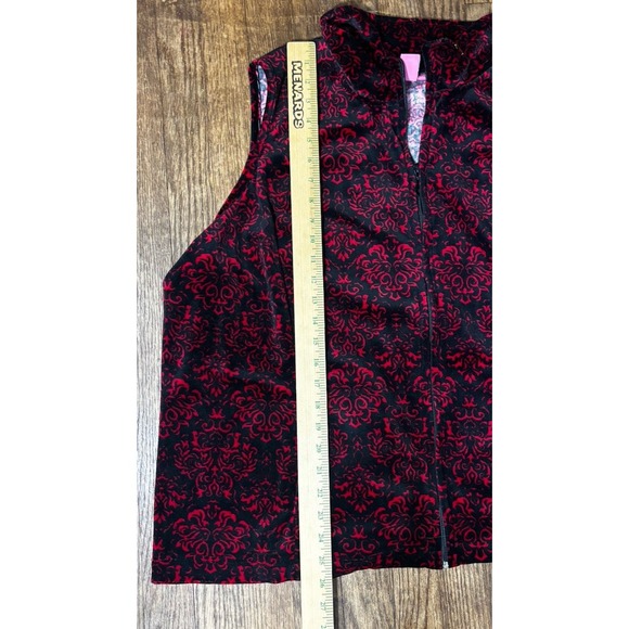 Woman Within Vest Large Black Black/red Full Zip With Pockets - Picture 5 of 6